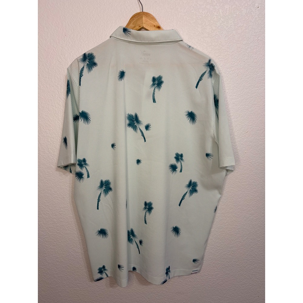 Puma Golf Polo Shirt Mens XL Mint Green Striped Palm Tree Tropical Short Sleeve - Picture 6 of 6